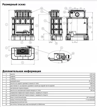 Печь ABX KARELIE P (10 кВт в воду), кафельный цоколь - вставка СТАЛЬНАЯ