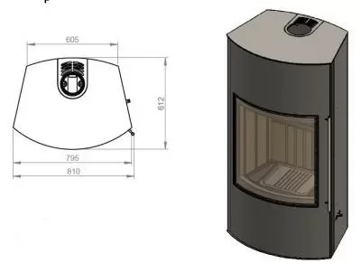 Печь-камин Ember Гордана 480 L+ black Печь-камин Ember Гордана 480 L+ black