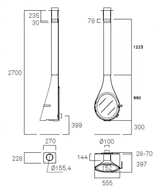 Готовый камин Rocal Drop MINI