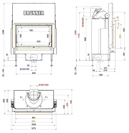 Каминная топка Brunner BKH Flat 50-82 ST